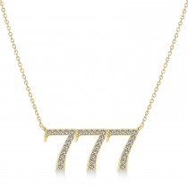 Diamond 777 Angel Number Pendant Necklace 14K Yellow Gold (0.36ct)