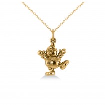 Happy Snowman Pendant Necklace 14k Yellow Gold