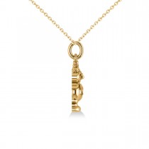 Happy Snowman Pendant Necklace 14k Yellow Gold