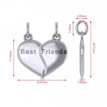 Best Friend Break Apart Pendant Necklace 14k White Gold