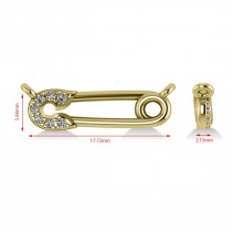Horizontal Diamond Safety Pin Pendant Necklace 14k Yellow Gold (0.07ct)