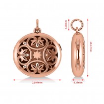 Antique Floral Locket Pendant Necklace 14k Rose Gold