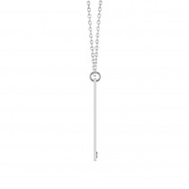 Name Engravable Peridot Bar Pendant Necklace 14k White Gold (0.03ct)