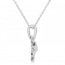 Mighty Pig Charm Pendant Necklace 14k White Gold