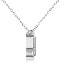Bar Diamond Baguette Pendanat Necklace 14k White Gold (2.10 ctw)