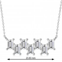 Bar Diamond Baguette Pendanat Necklace 14k White Gold (2.10 ctw)