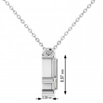 Bar Diamond Baguette Pendanat Necklace 14k White Gold (2.10 ctw)