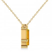 Bar Citrine & Diamond Baguette Necklace 14k Yellow Gold (2.30 ctw)