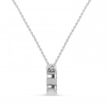 Diamond Block Name Pendant Necklace 14K White Gold (0.49ct)