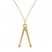 Drum Sticks Music Pendant Necklace 14K Yellow Gold