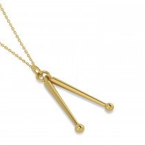 Drum Sticks Music Pendant Necklace 14K Yellow Gold