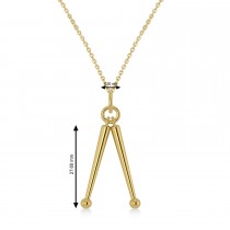 Drum Sticks Music Pendant Necklace 14K Yellow Gold