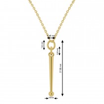 Drum Sticks Music Pendant Necklace 14K Yellow Gold