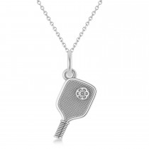 Large Pickleball Paddle Pendant Necklace in Sterling Silver