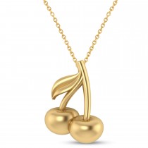 Cherries Charm Pendant Necklace 14K Yellow Gold