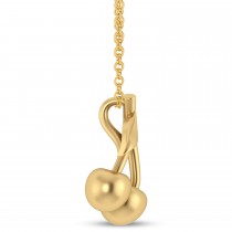 Cherries Charm Pendant Necklace 14K Yellow Gold