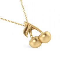 Cherries Charm Pendant Necklace 14K Yellow Gold