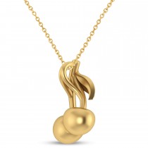 Cherries Charm Pendant Necklace 14K Yellow Gold