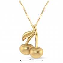 Cherries Charm Pendant Necklace 14K Yellow Gold