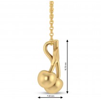Cherries Charm Pendant Necklace 14K Yellow Gold