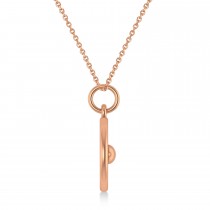 Dumbbell Disc Charm Men's Pendant Necklace 14K Rose Gold