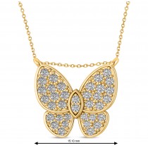 Lab Grown Diamond Butterfly Charm Pendant Necklace 14K Yellow Gold (0.51ct)
