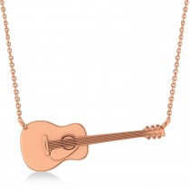 Guitar Charm Pendant Necklace Large 14K Rose Gold
