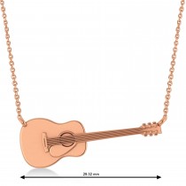 Guitar Charm Pendant Necklace Large 14K Rose Gold