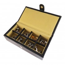 Eight Cufflinks Storage Box Black Leather