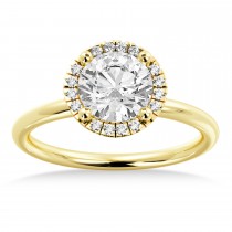 Custom-Made Lab Grown Emerald Halo Engagement Ring 18k Yellow Gold (0.08ct)