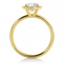 Custom-Made Lab Grown Emerald Halo Engagement Ring 18k Yellow Gold (0.08ct)