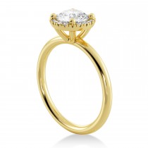 Custom-Made Lab Grown Emerald Halo Engagement Ring 18k Yellow Gold (0.08ct)