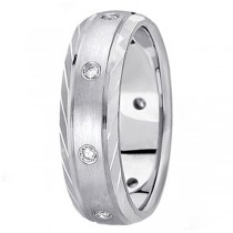 Men's Burnish-Set Diamond Wedding Band in 14k White Gold (0.4 ctw)
