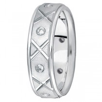 Men's Burnished Diamond Wedding Band in 18k White Gold (0.40ct)