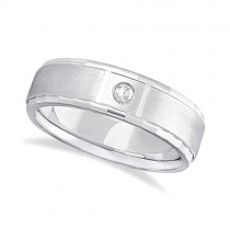 Mens Diamond Solitaire Wedding Ring Band Palladium (0.10ct)