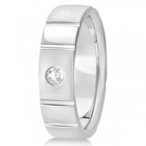 Men's Diamond Solitaire Wedding Ring Band 14k White Gold 7mm (0.12ct)