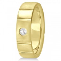 Men's Diamond Solitaire Wedding Ring Band 14k Yellow Gold 7mm (0.12ct)