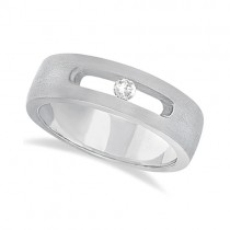 Diamond Solitaire Wedding Band For Men 18k White Gold (0.10ct)