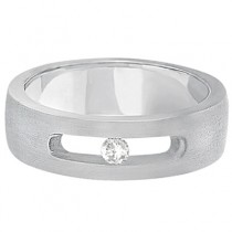 Diamond Solitaire Wedding Band For Men 18k White Gold (0.10ct)