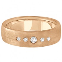 Mens Five-Stone Diamond Wedding Band 14k Rose Gold (0.25ct)