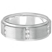 Mens Channel Set Wide Band Diamond Wedding Ring Palladium (0.50ct)