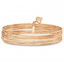 Diamond-Cut Slip-On Seven Bangle Bracelets 14k Rose Gold