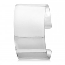 High Polish Wide Cuff Bangle Bracelet 14k White Gold 37mm