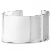 High Polish Wide Cuff Bangle Bracelet 14k White Gold 37mm