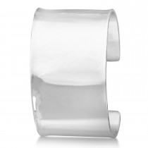 Hammered Wide Cuff Bangle Bracelet 14k White Gold 37mm
