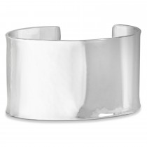 Hammered Wide Cuff Bangle Bracelet 14k White Gold 37mm