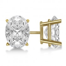 Oval Diamond Stud Earrings 4-Prong Basket Setting In 14K Yellow Gold