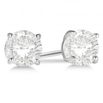 Round Diamond Stud Earrings 4-Prong Basket Setting In 18K White Gold