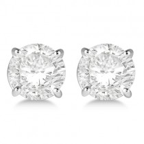 Round Diamond Stud Earrings 4-Prong Basket Setting In 18K White Gold