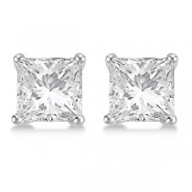 Square Diamond Stud Earrings Martini Setting In 14K White Gold
